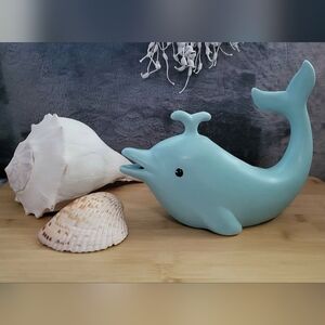 Aqua Blue Whale Ceramic Gravy Boat Ocean Kitchen Decor NEW